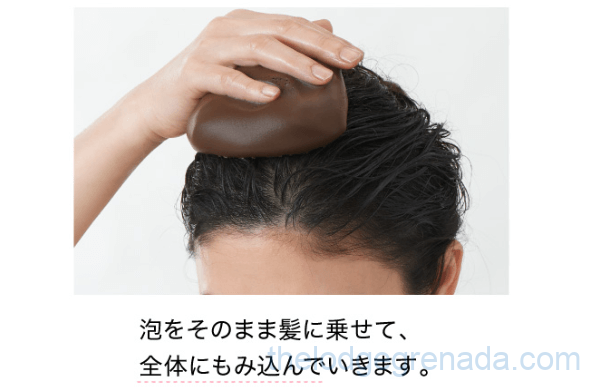 利尻炭酸カラーシャンプーの使い方 泡を乗せる